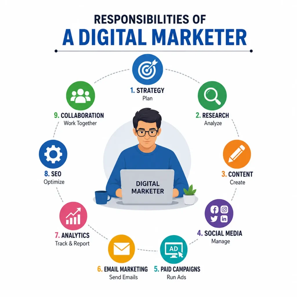 Read Now 10 Benefits Of A Digital Marketer For Small Businesses Responsibilities of a digital marketer