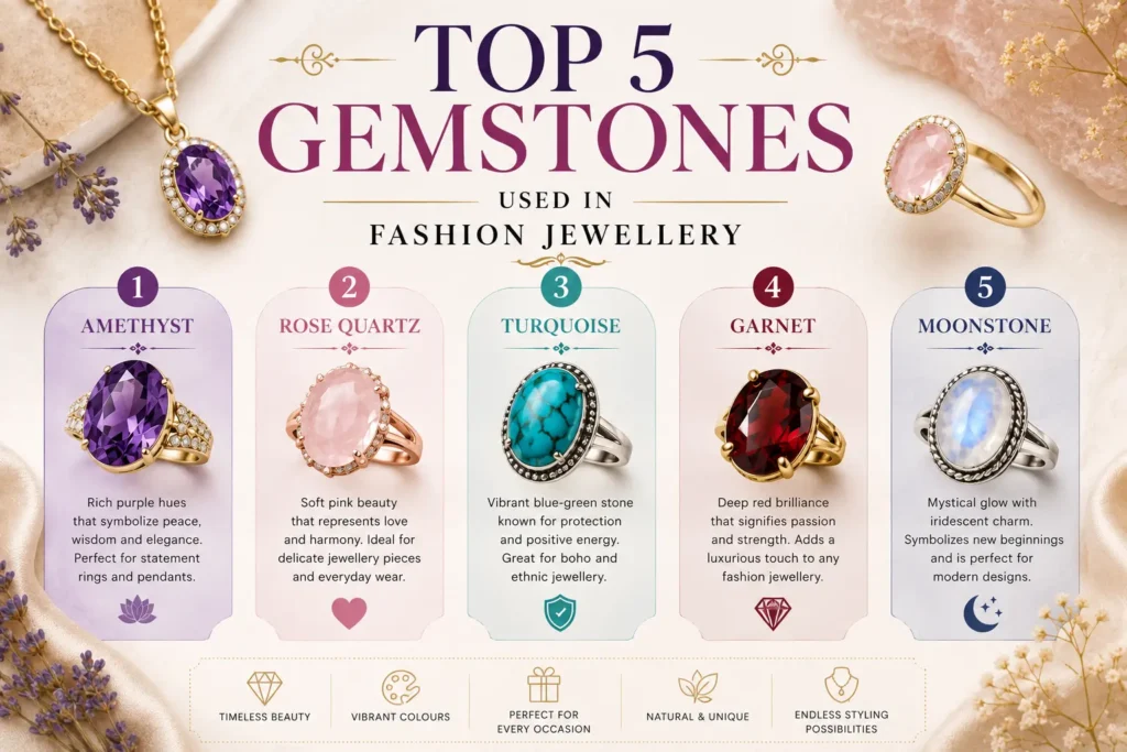 Top 5 Gemstones Used in Fashion Jewellery: A Complete Guide for Style Enthusiasts top 5 gemstones used in fashion jewellery
