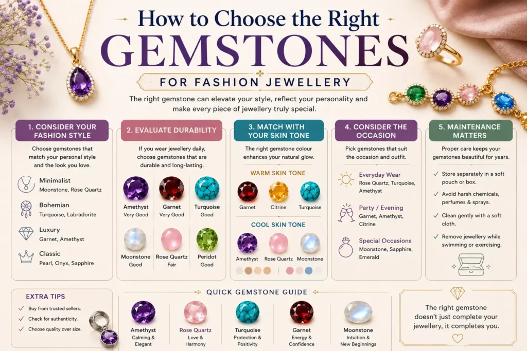 Top 5 Gemstones Used in Fashion Jewellery: A Complete Guide for Style Enthusiasts How to choose the right gemstones for fashion jewellery