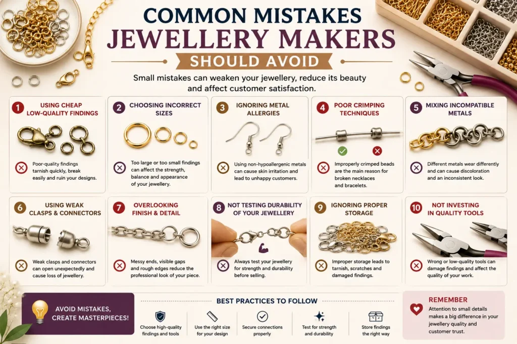 Top 10 Jewellery Findings Used in Handmade Jewellery: The Complete Guide for Jewellery Makers common mistakes jewellery makers should avoid