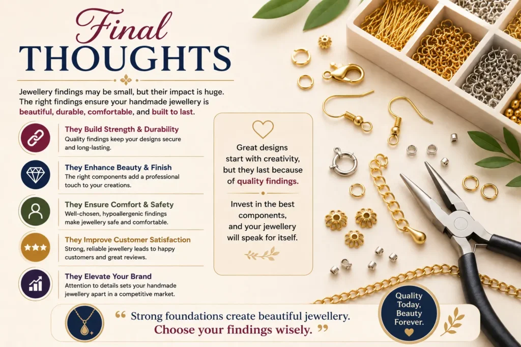 Top 10 Jewellery Findings Used in Handmade Jewellery: The Complete Guide for Jewellery Makers final thoughts on jewellery findings